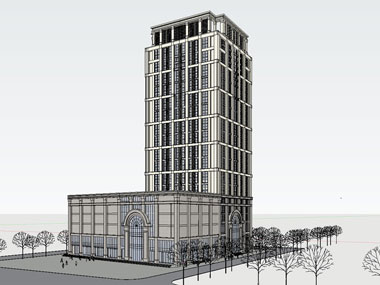草圖大師辦公類模型25：新古典風格高層辦公樓模型